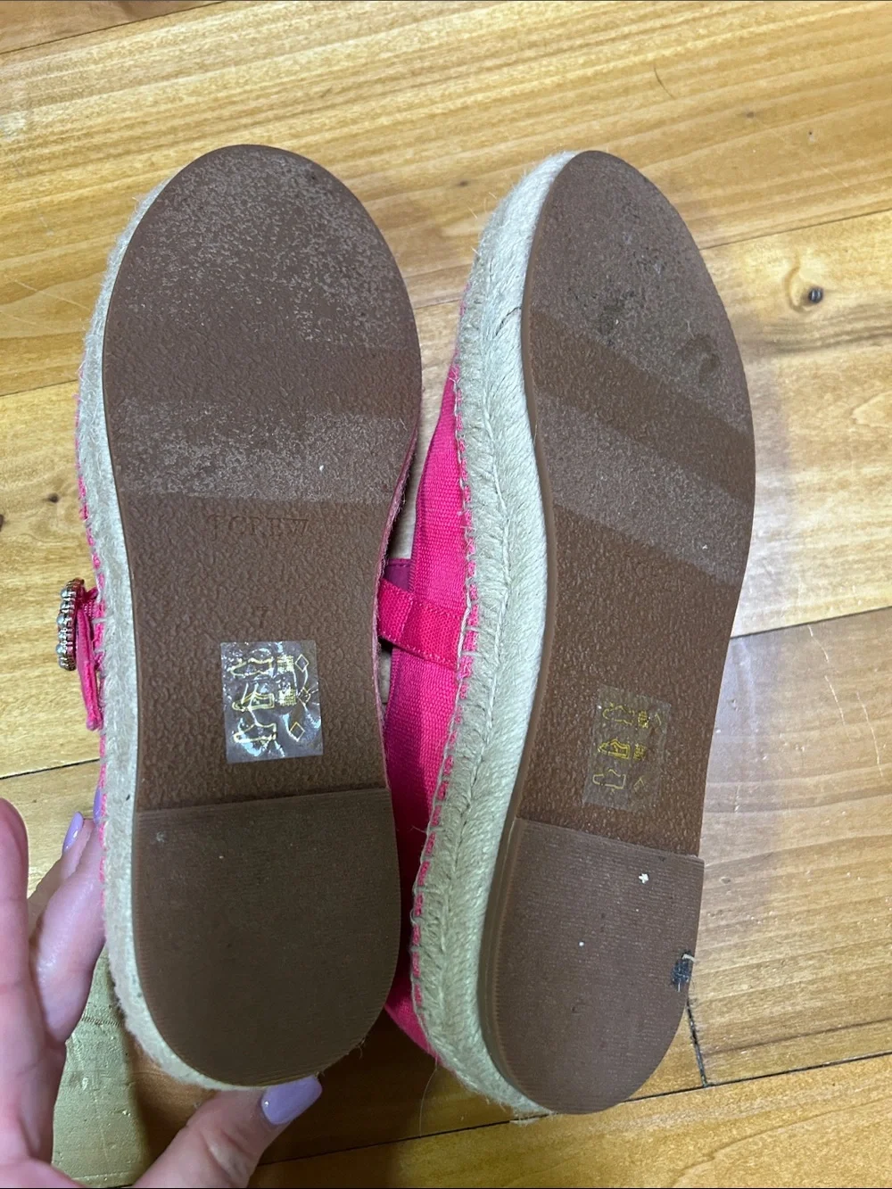 J. Crew Hot Pink Canvas Mary Jane Espadrilles   Preppy Summer Coastal